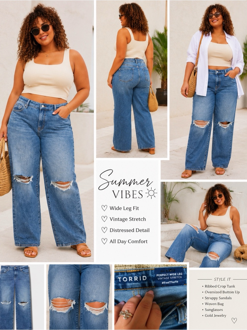 TORRID Ripped Wide Leg Jeans